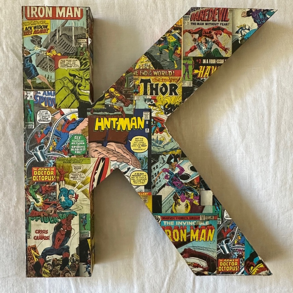 Marvel Comic Book Letter K Decor with Multicolor Design